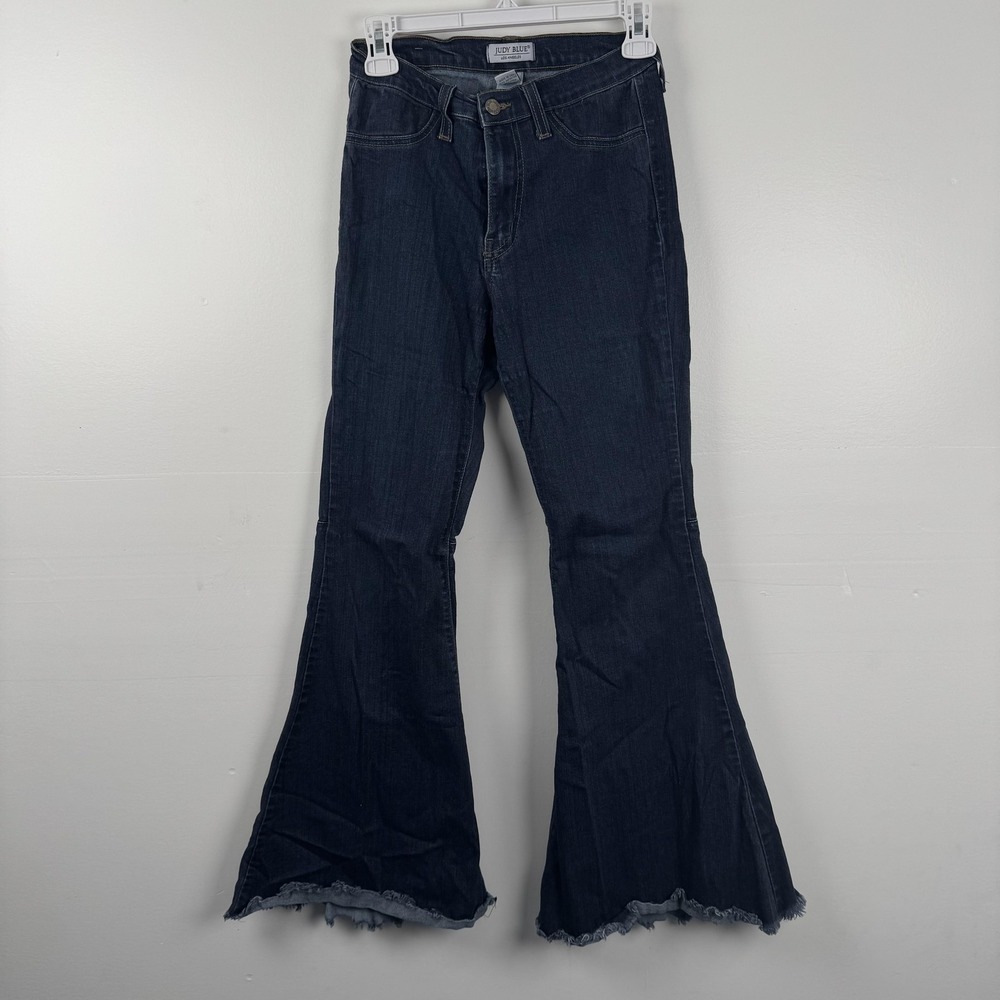 Judy Blue Jeans Womens 3 26 (24x29) Flare Frayed Hem High Rise Stretch USA